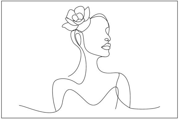 Download Romantic Floral Woman Line Art - Romantic floral Collection