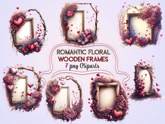 Download Romantic Floral Wooden Frames Clipart - Romantic floral Collection